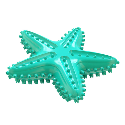 Natural Rubber New Design Starfish Shape Dog Chew Toy Dental Cleaning Toothbrush Squeaky Toy Yellow Green Blue