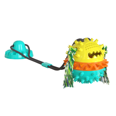 New Series Cleaning Teeth Extra Durable Pet Interactive Chewing Biting Dog Toy Suction Cup With Rope
